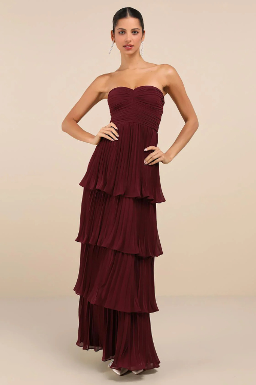 Strapless Ruffle Tier Maxi Dress
