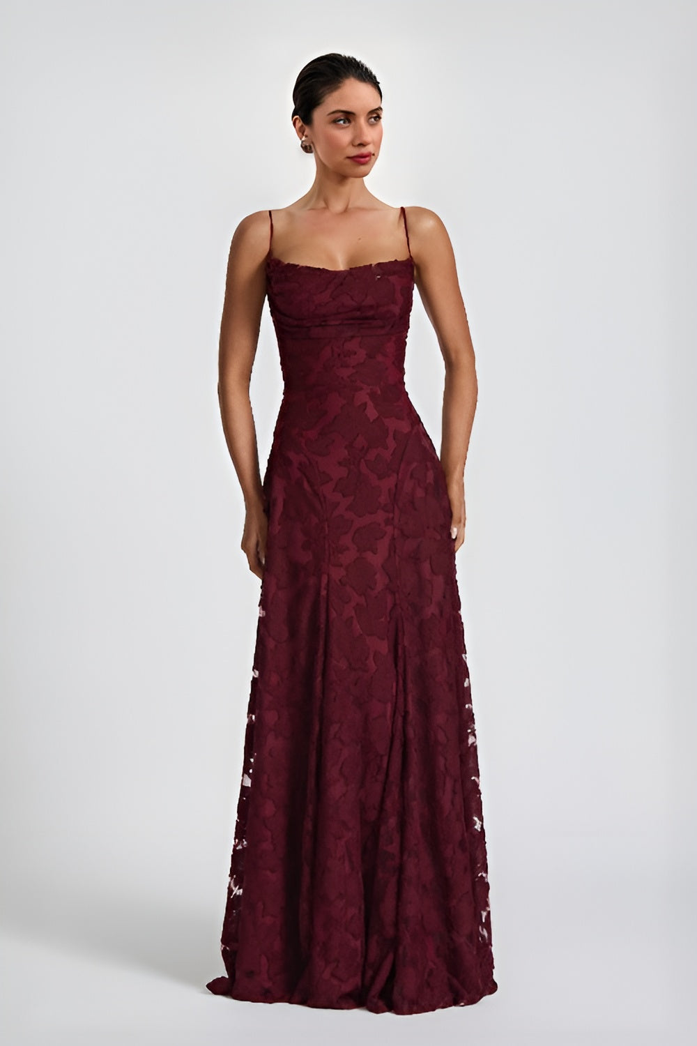 Floral Lace Spaghetti Strap Maxi Dress