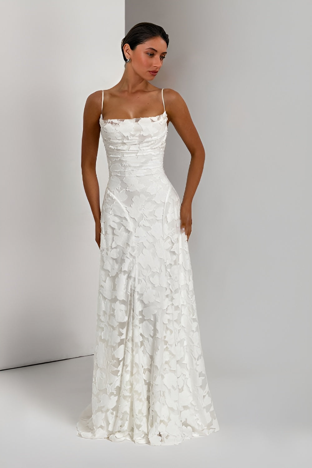 Floral Lace Spaghetti Strap Maxi Dress