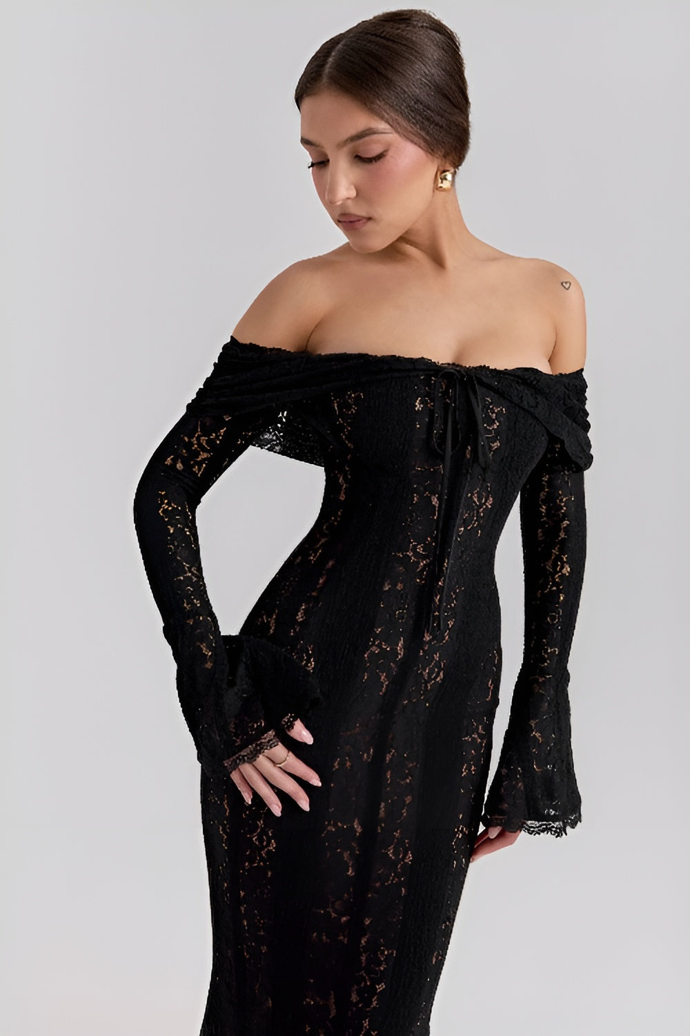 Lace Off-Shoulder Maxi Dress
