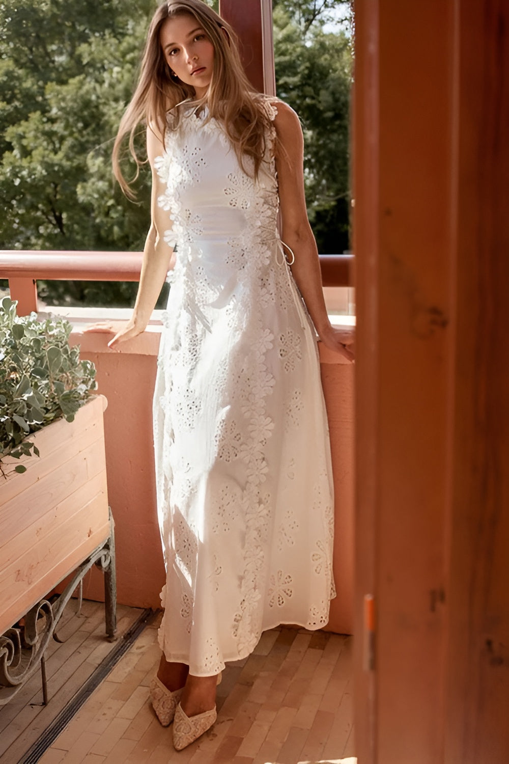 Refined Lace Side-Tie Maxi Dress