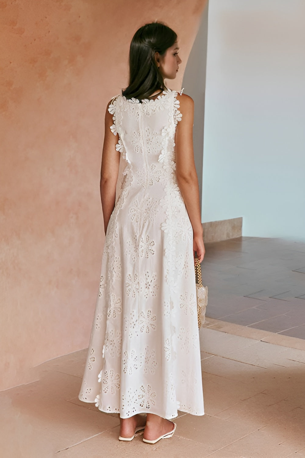 Refined Lace Side-Tie Maxi Dress