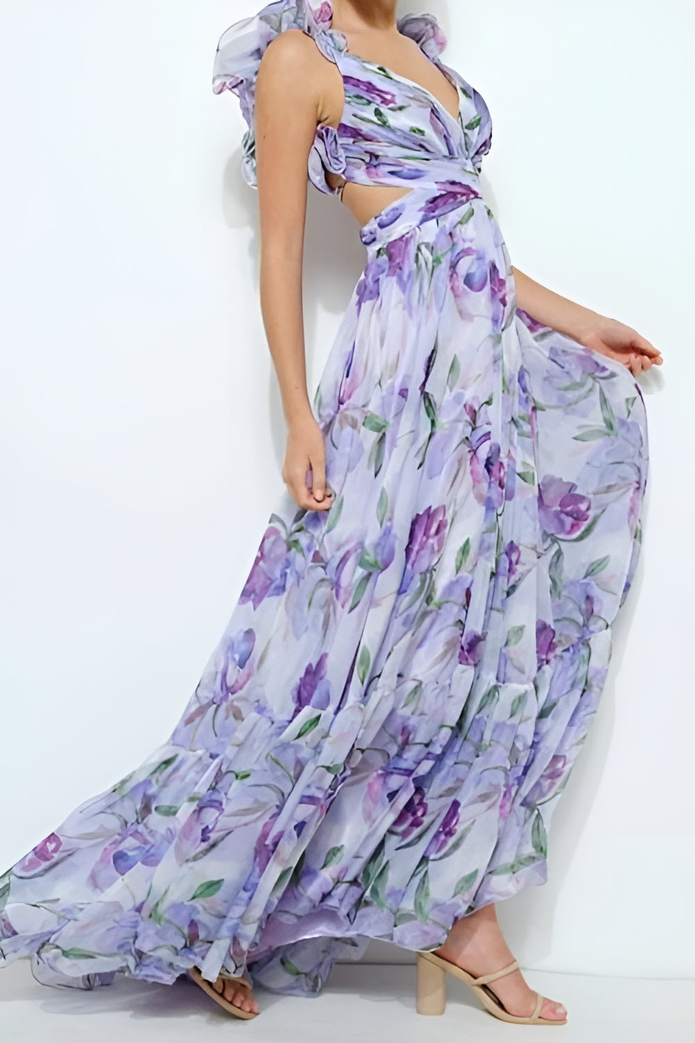 Printed Open-Back Maxi Dress