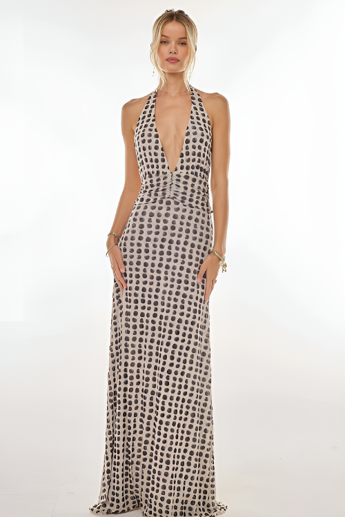 Camoni Polka Dot Flowy Diary Maxi Dress