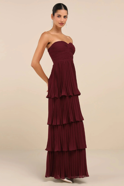 Strapless Ruffle Tier Maxi Dress