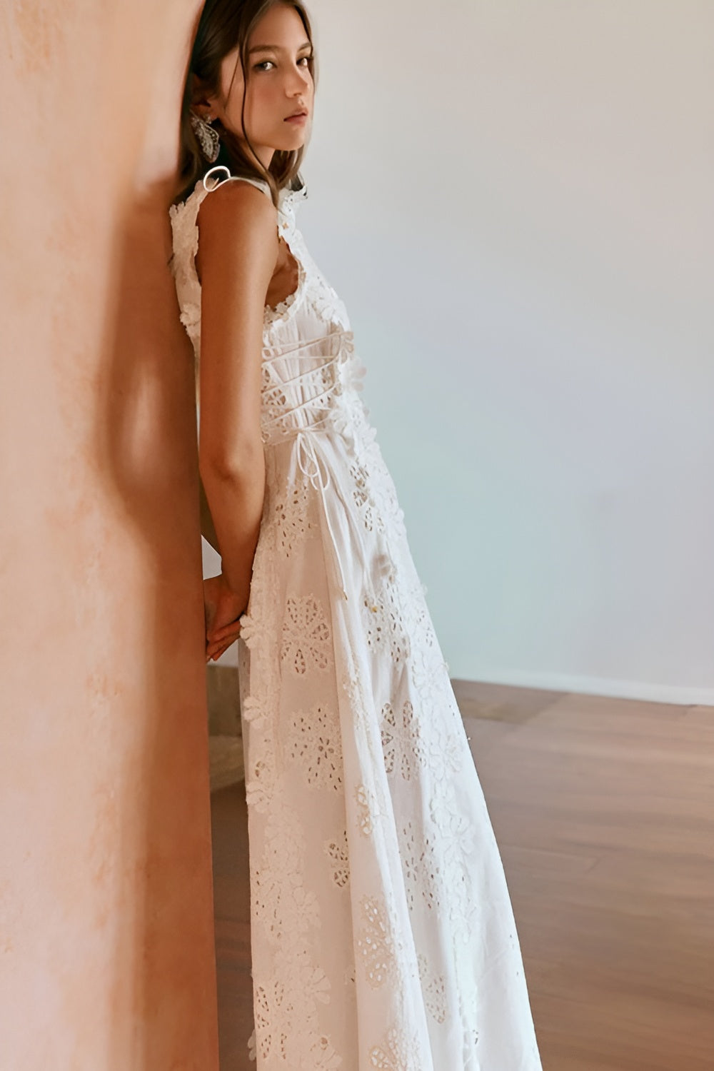 Refined Lace Side-Tie Maxi Dress