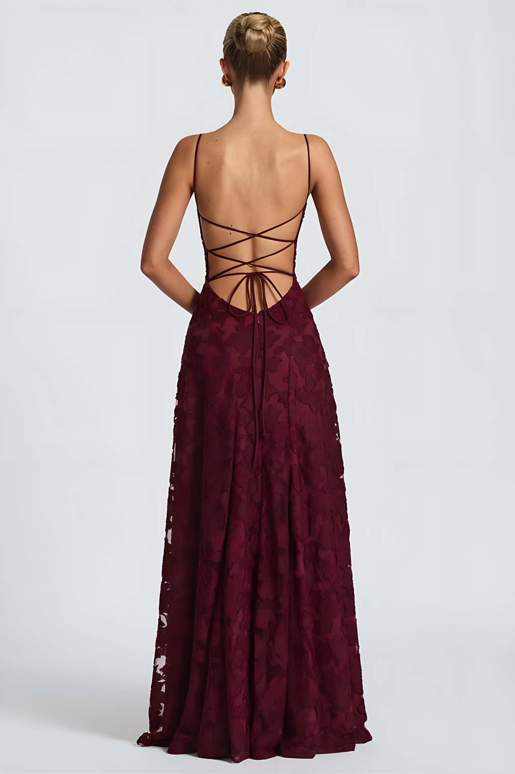 Floral Lace Spaghetti Strap Maxi Dress