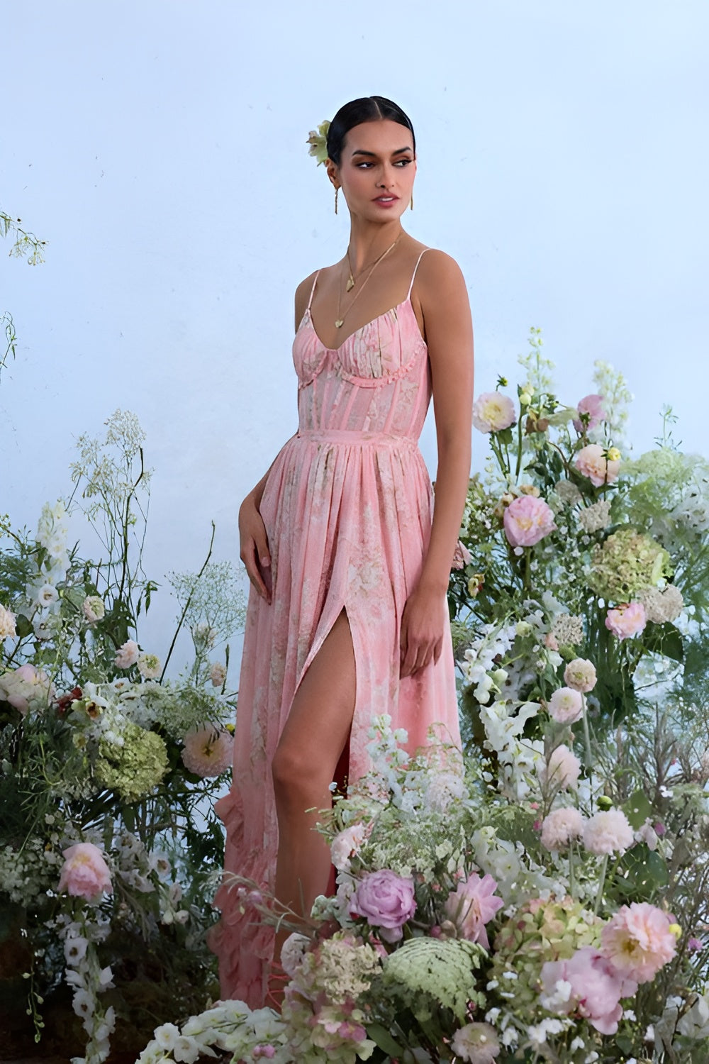 Frilled Bloom Elegance Maxi Dress
