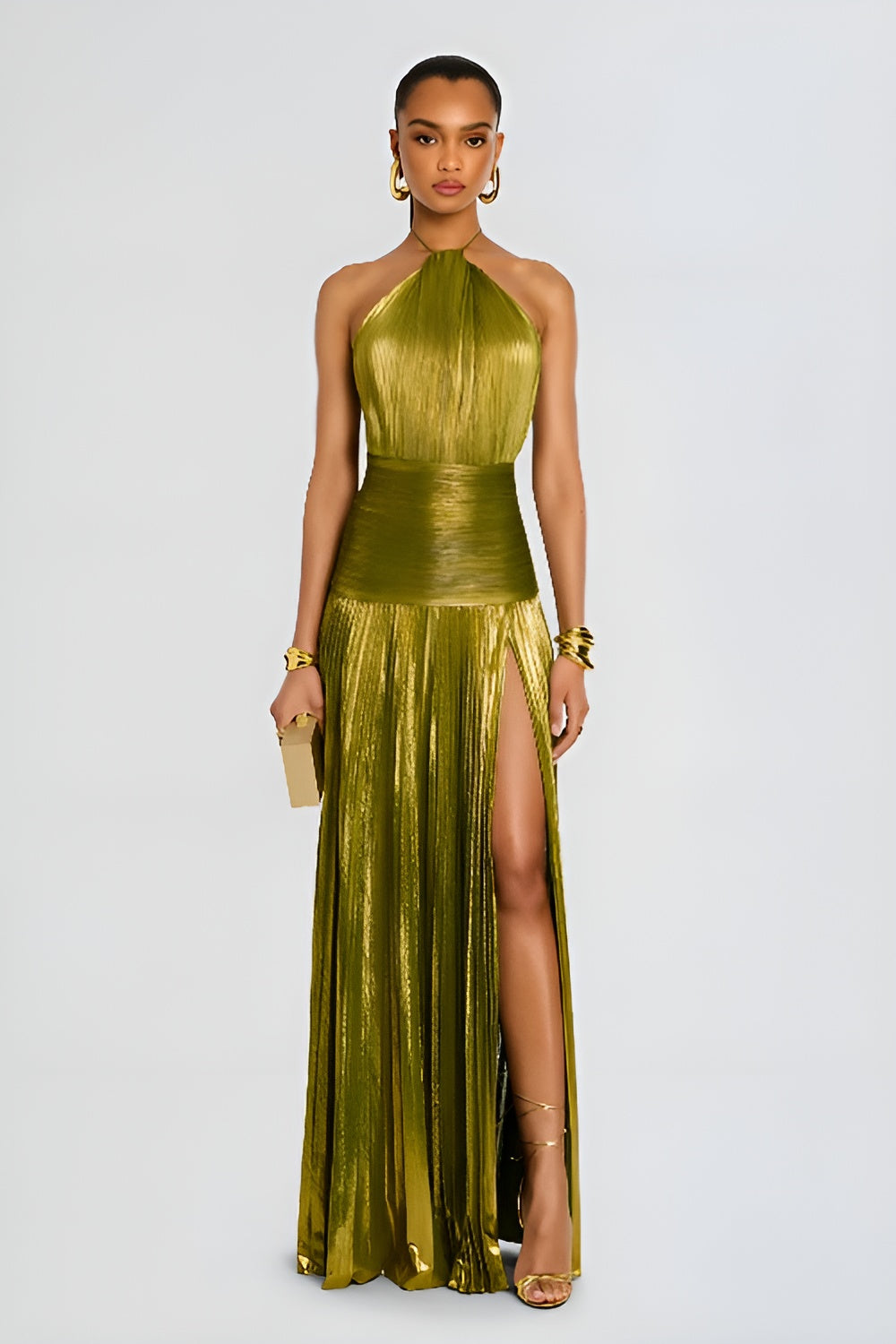 Thalia Shimmering Peridot Maxi Dress