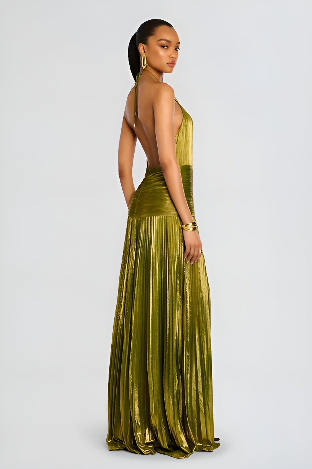Thalia Shimmering Peridot Maxi Dress