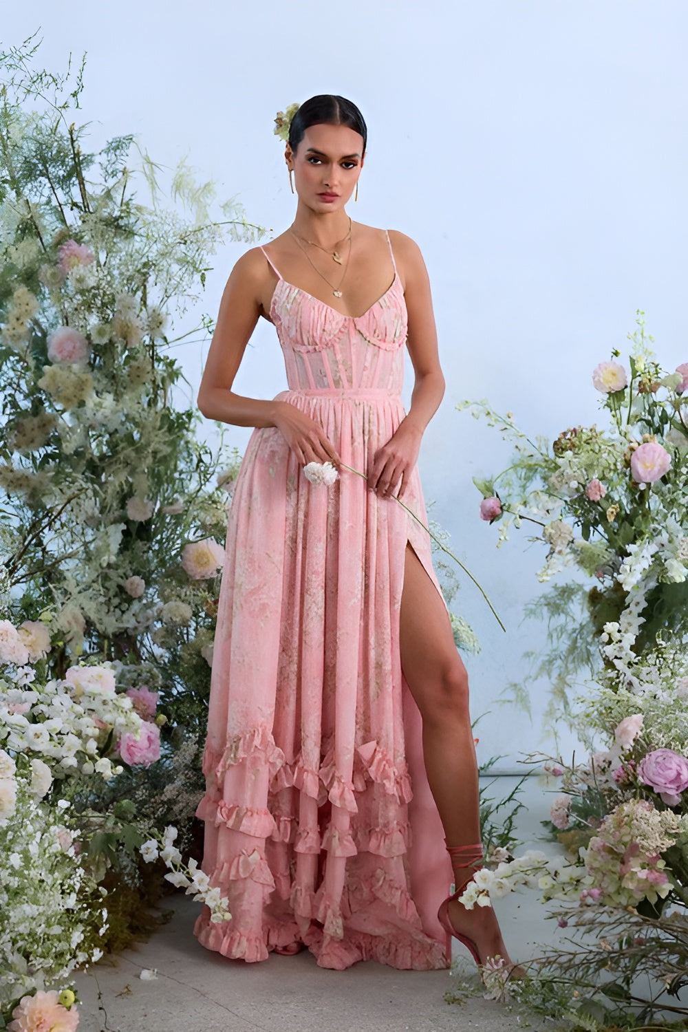 Frilled Bloom Elegance Maxi Dress