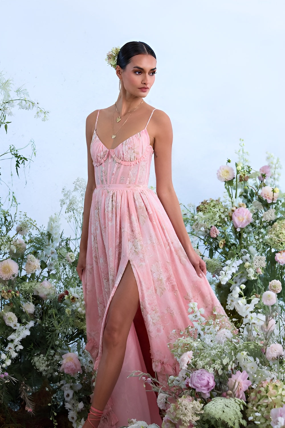 Frilled Bloom Elegance Maxi Dress