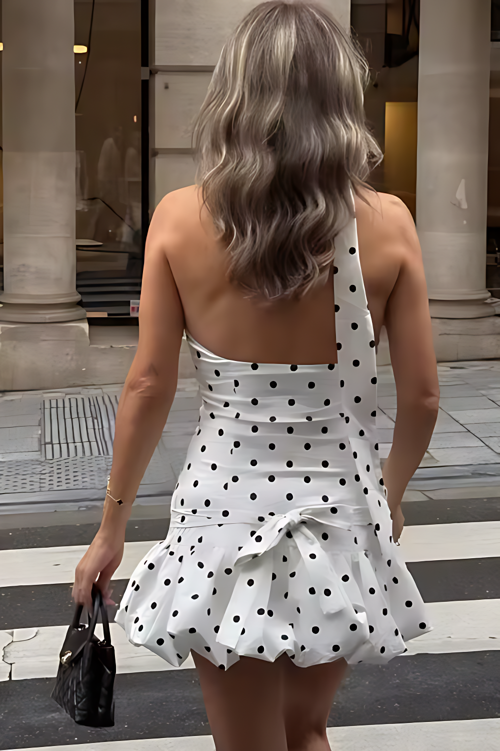 Polka Dot Scarf Mini Dress