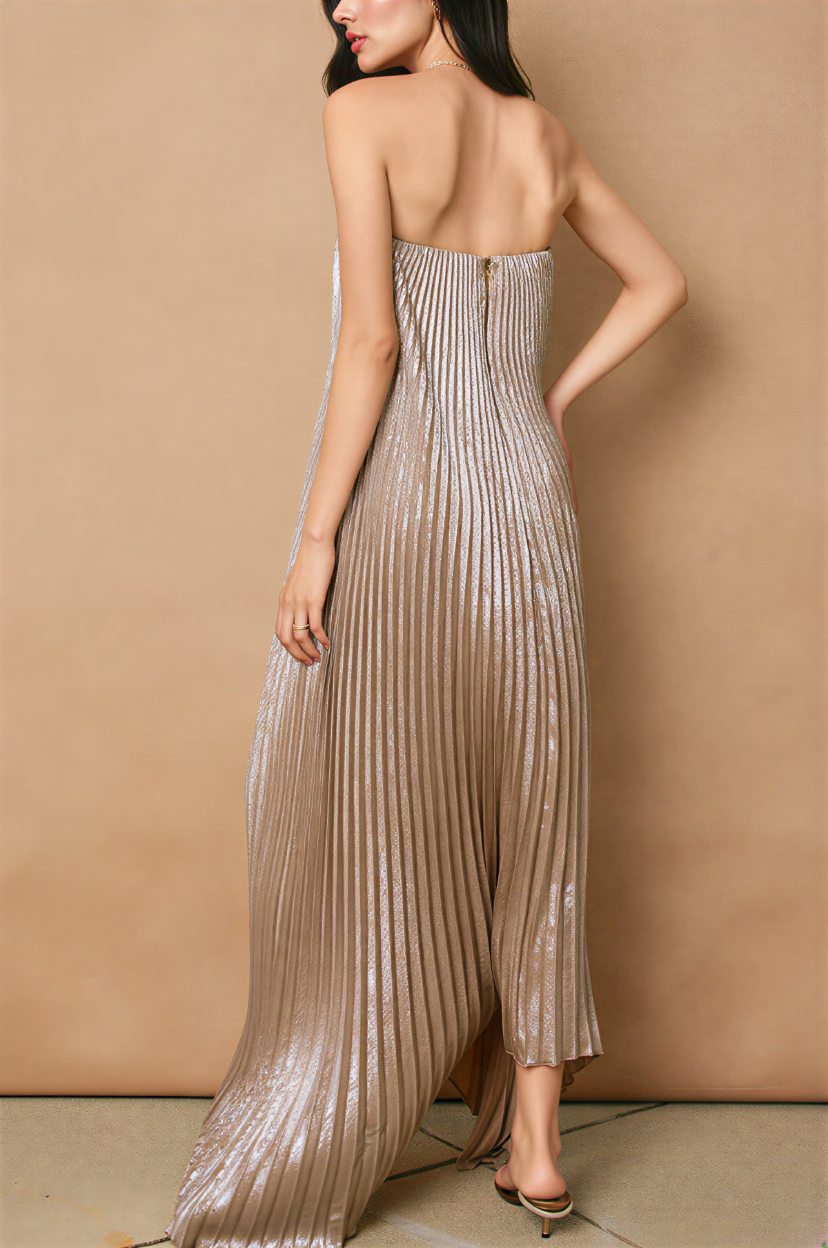 Gold Strapless Evening Dress